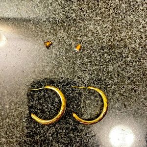 gold plated textured hoops